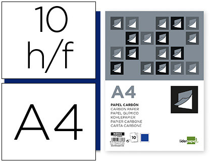 10h papel carbón Liderpapel A4 azul